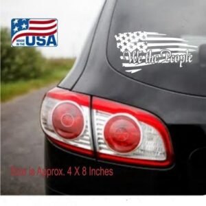 Tattered American Flag Decal: We The People, Patriotic USA Vinyl