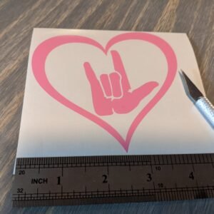 ASL I Love You Heart Decal, Vinyl Sticker (4x4)