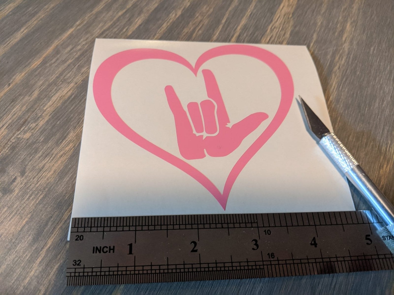 ASL I Love You Heart Decal, Vinyl Sticker (4x4)