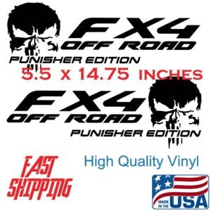 2 Pack FX4 Punisher Edition Vinyl Decal – Ford Truck Bedside (5.5" x 15")