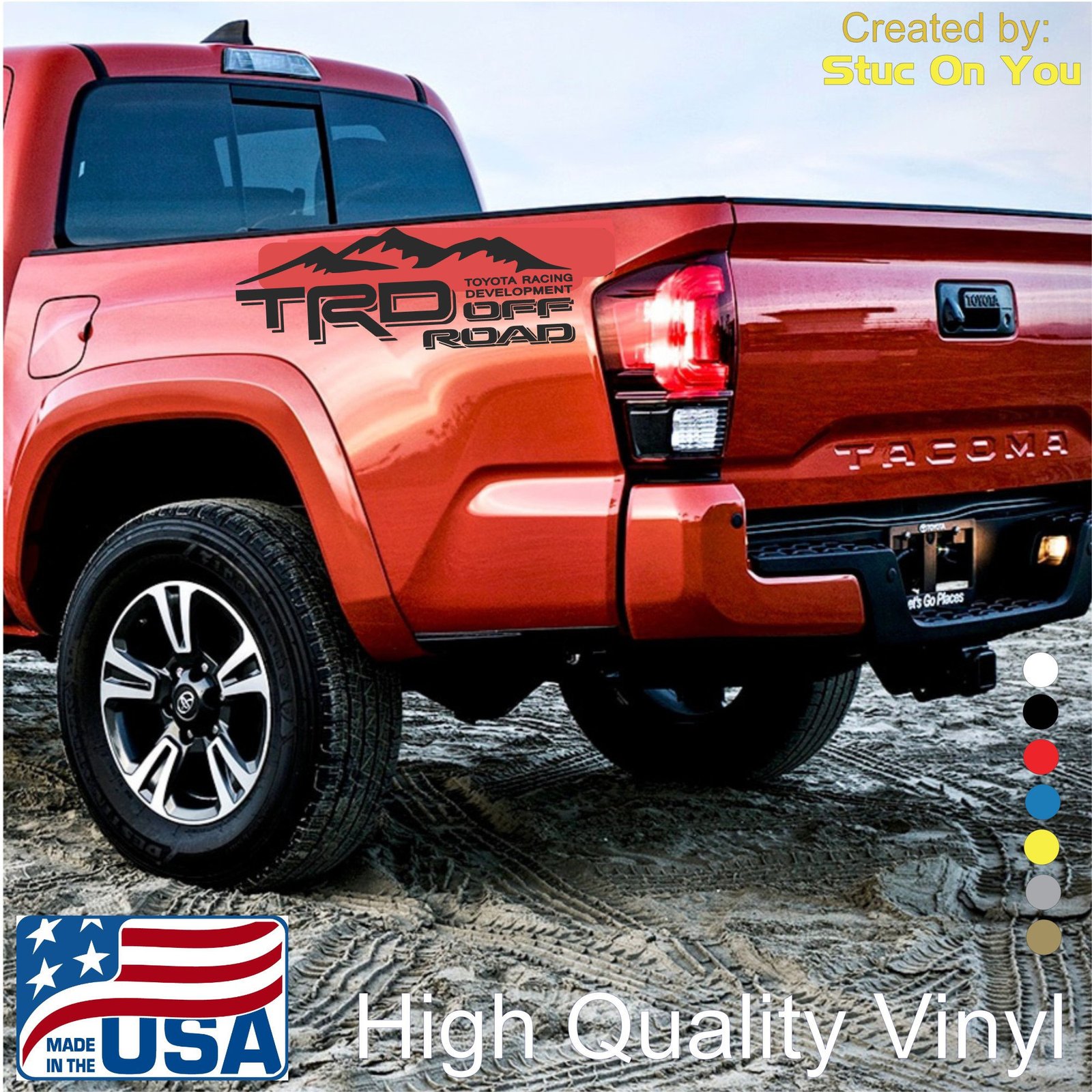 TRD Off Road Mountain Vinyl Decal 2 Pack,Toyota ,Tundra, Tacoma ,Truck, bedside, Sticker Easy Install Peel and Stick Die Cut NEW as Ordered