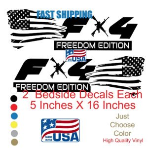 FX4 FLAG Freedom Edition AR Vinyl Decal 2 Pack of bedside decals , Easy Install, Peel and Stick Fits MOST Chevy Ford Dodge Trucks