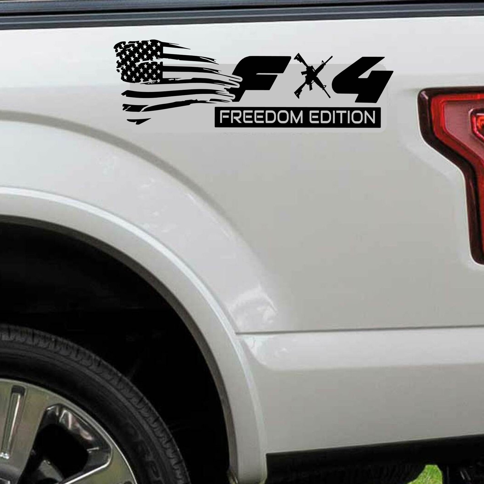 FX4 FLAG Freedom Edition AR Vinyl Decal 2 Pack of bedside decals , Easy Install, Peel and Stick Fits MOST Chevy Ford Dodge Trucks - Image 2