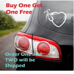 STETHOSCOPE HEART *BOGO* Rn Md Vinyl Decal Doctor Car Window Nurse 4X 5 inch