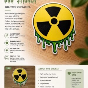 Radioactive Slime Sticker | Nuclear Symbol Decal | Toxic Goo Vinyl Sticker | Gamer Laptop Water Bottle Car Decal