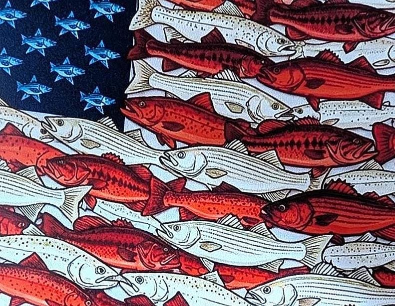 American Fish Flag Sticker | Patriotic Fishing Decal | USA Fish Flag Vinyl Sticker | Waterproof Boat Cooler Truck Decal - Image 3
