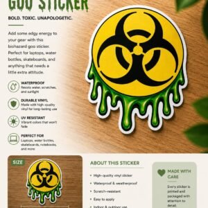 Biohazard Goo Sticker | Radioactive Goo Decal | Waterproof Vinyl Sticker for Car, Toolbox, Laptop