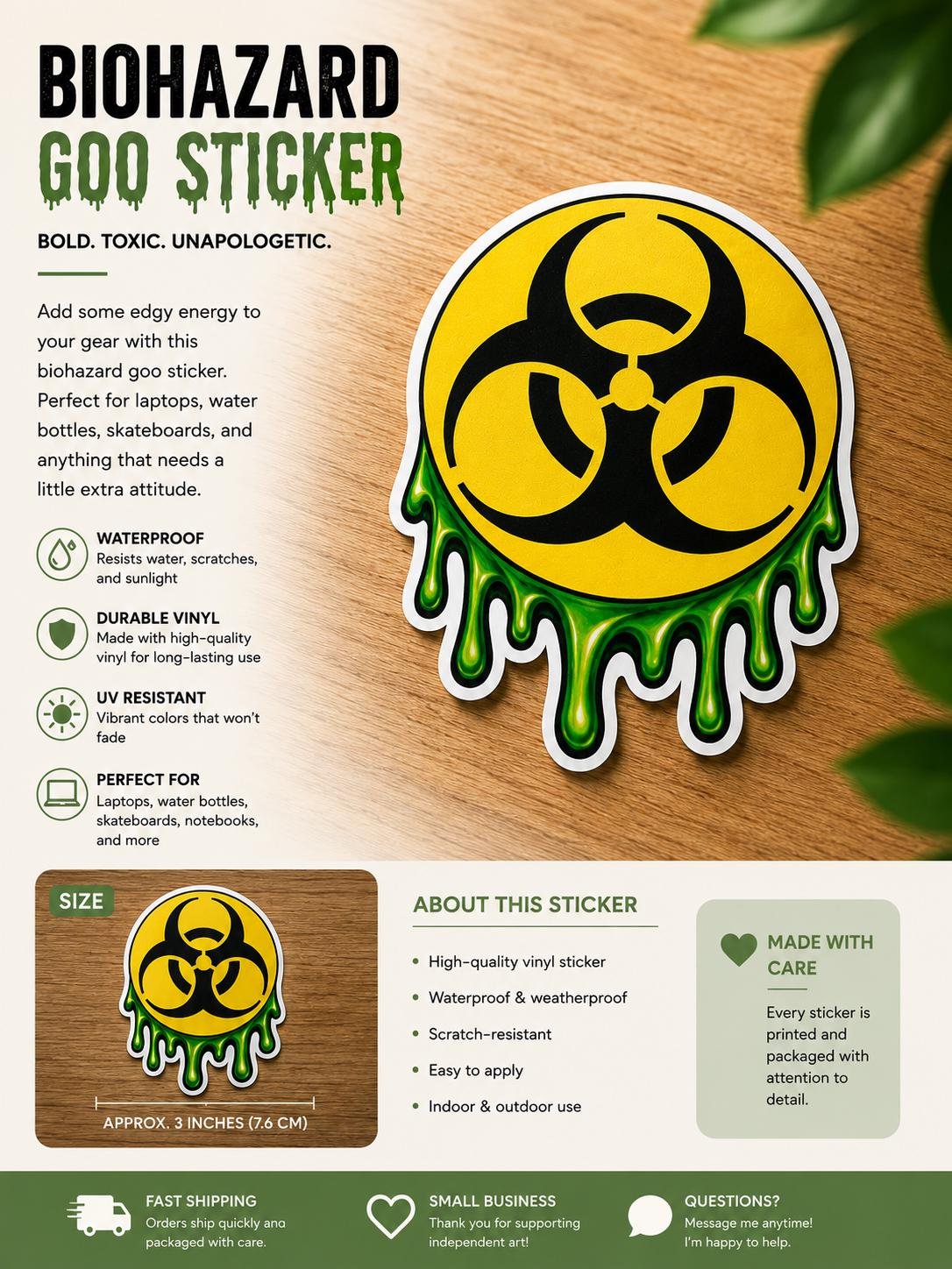 Biohazard Goo Sticker | Radioactive Goo Decal | Waterproof Vinyl Sticker for Car, Toolbox, Laptop
